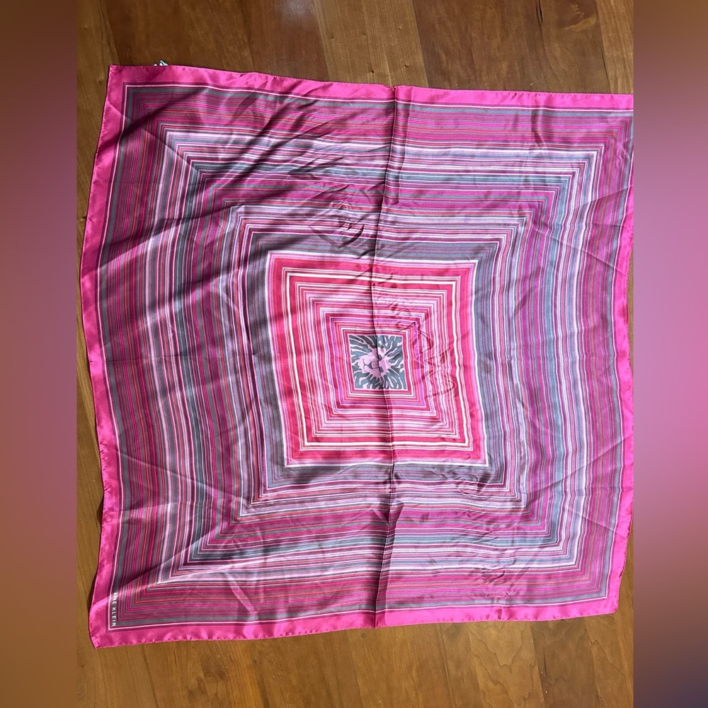 Anne Klein Pink Striped Silk Scarf, brand new condition